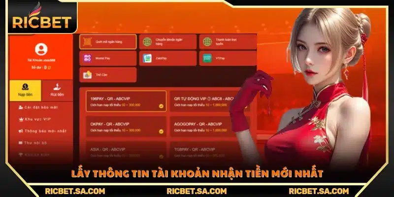 Cập nhật tài khoản nhận tiền phiên bản mới nhất